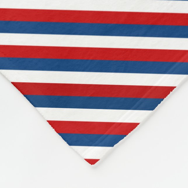 Couverture Polaire Motif rayé rouge blanc bleu (Coin)