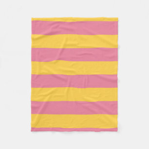 Couverture Polaire Motif rayé vertical rose et jaune vibrant