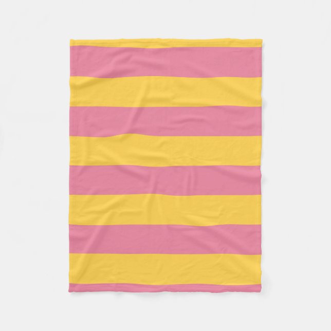 Couverture Polaire Motif rayé vertical rose et jaune vibrant (Devant)