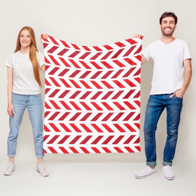 Couverture Polaire Motif rayure zigzag bordeaux rouge (En situation)