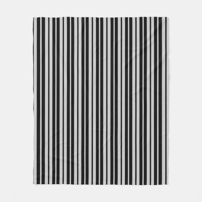 Couverture Polaire Motif rayures verticales noir gris cendre (Devant)