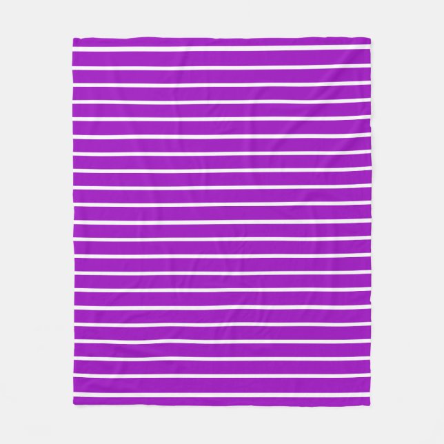 Couverture Polaire Motif rayures violettes et blanches (Devant)