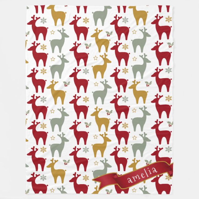 Couverture Polaire Motif Red Christmas Reindeer#12 ID1009 (Devant)