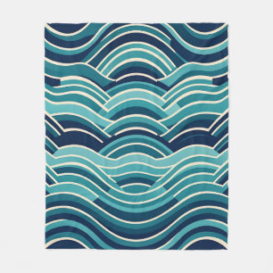 Couverture Polaire Motif Répétitif de Vagues Océaniques Géométriques 