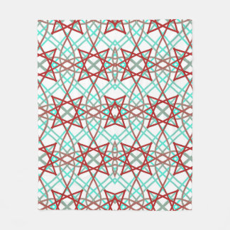 Couverture Polaire Motif Rétro En Rouge, Blanc Et Turquoise.