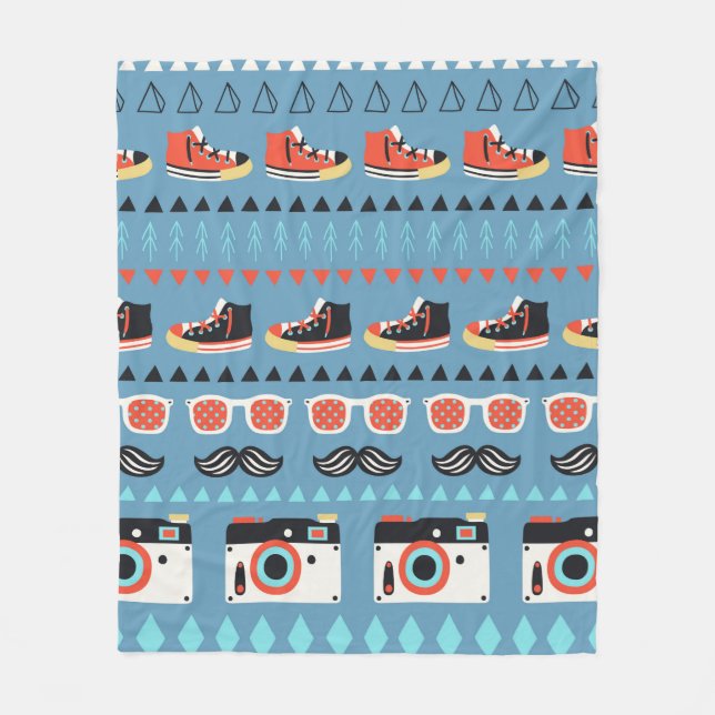 Couverture Polaire Motif rétro hipster transparent (Devant)