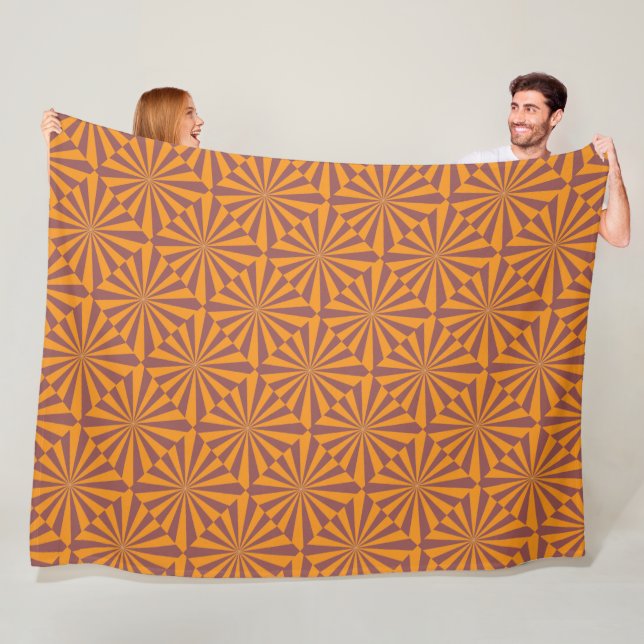 Couverture Polaire Motif rétro Orange Sunburst (En situation)