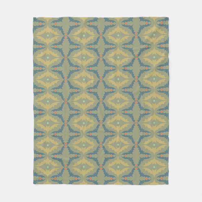 Couverture Polaire Motif Rétro Vintage Verdâtre (Devant)
