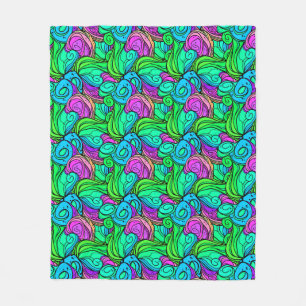 Couverture Polaire Motif rétrograde psychédélique bleu vert Turquoise