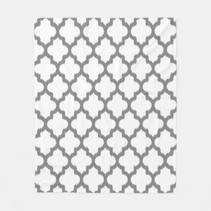 Couverture Polaire Motif réversible Ikat blanc et gris