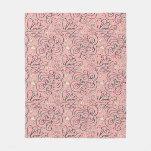Couverture Polaire Motif romantique avec des coeurs et des oiseaux