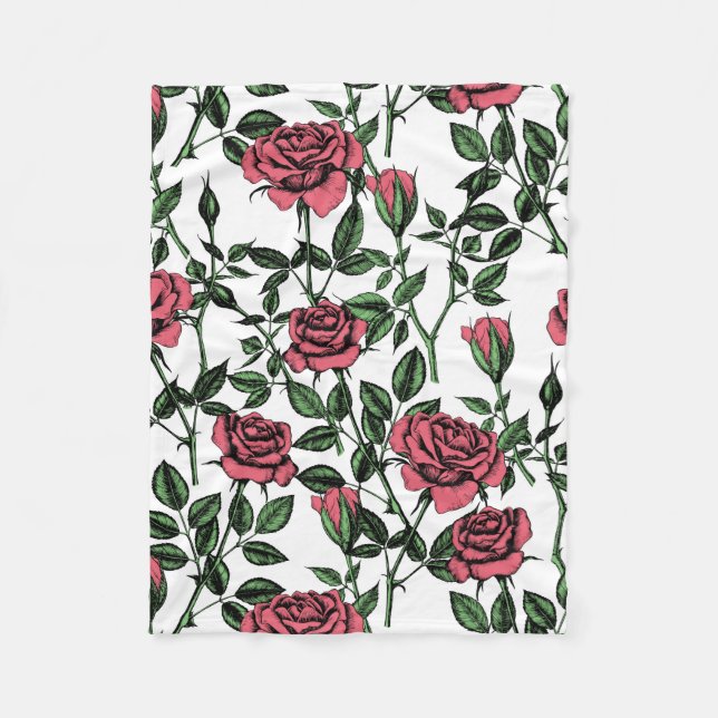 Couverture Polaire motif rose (Devant)