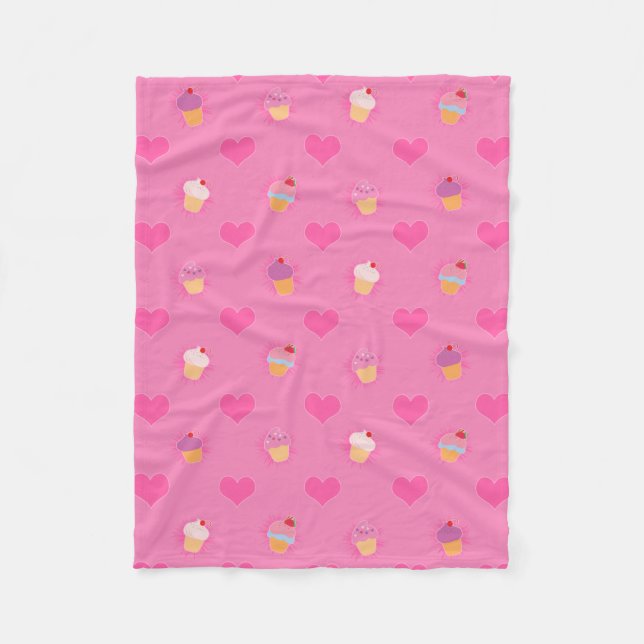 Couverture Polaire Motif rose de petit gâteau (Devant)