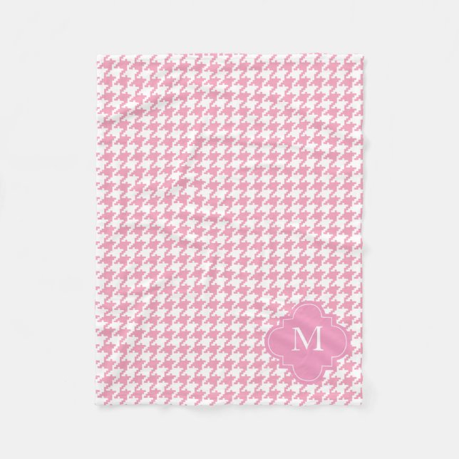 Couverture Polaire Motif rose et blanc de monogramme fait sur (Devant)