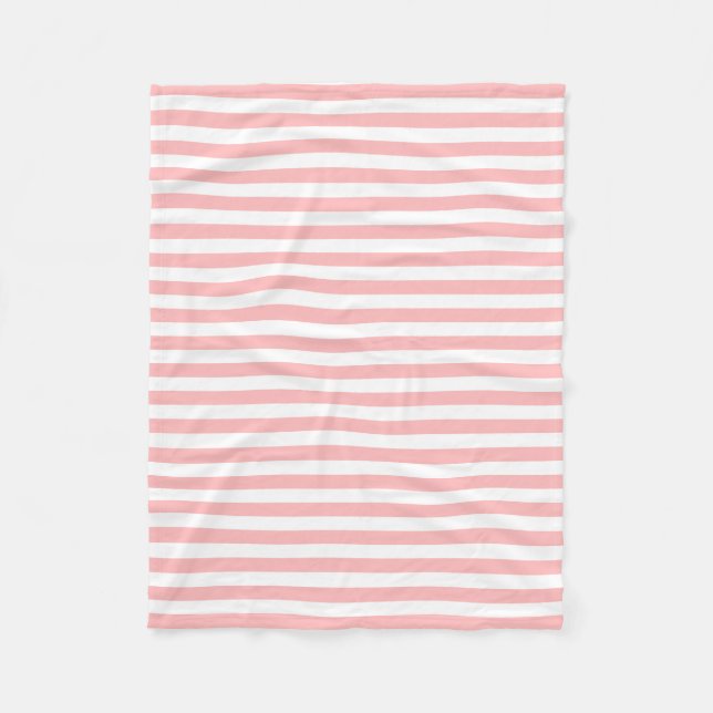 Couverture Polaire Motif rose et blanc de rayure (Devant)