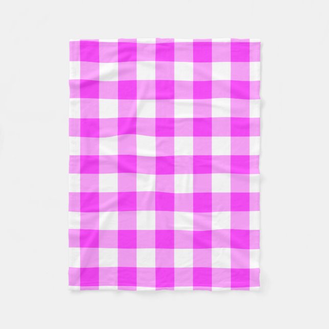 Couverture Polaire Motif rose et blanc En vichy (Devant)