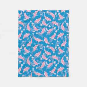 Couverture Polaire Motif rose et bleu - Koi Fish