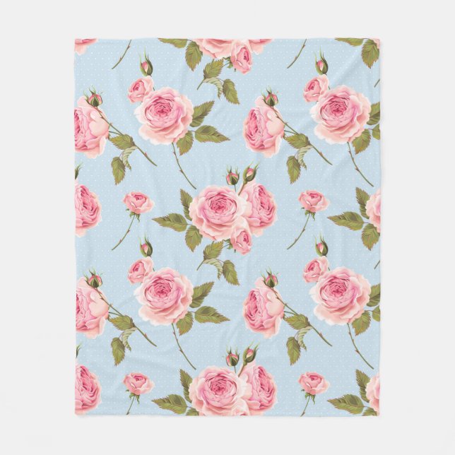 Couverture Polaire Motif rose et Pois (Devant)
