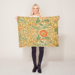 Couverture Polaire Motif rose et Rose (par William Morris)