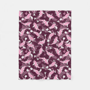 Couverture Polaire Motif rose et violet - Koi Fish