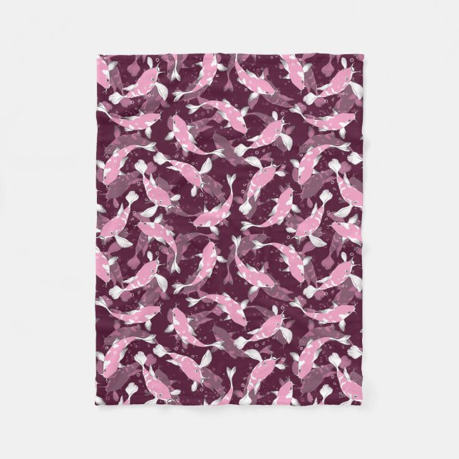 Couverture Polaire Motif rose et violet - Koi Fish (Devant)
