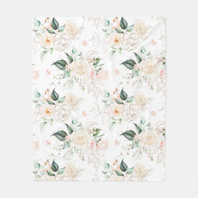 Couverture Polaire Motif rose Floral Garden (Devant)