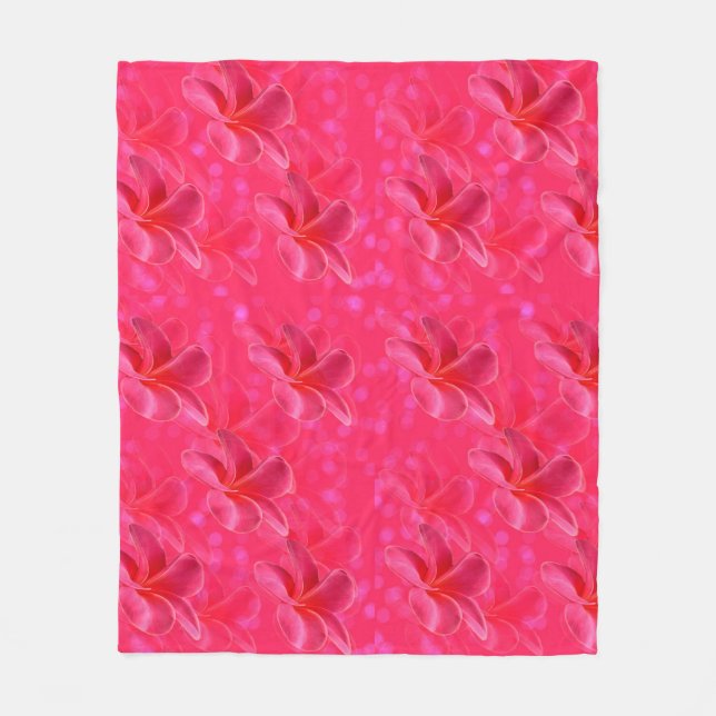 Couverture Polaire Motif rose Frangipani Blush, (Devant)