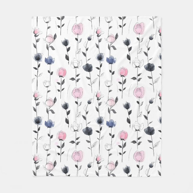 Couverture Polaire Motif rose moderne (Devant)