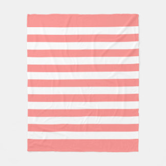 Couverture Polaire Motif Rose Pastel & Lignes Blanches