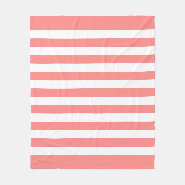 Couverture Polaire Motif Rose Pastel & Lignes Blanches (Devant)