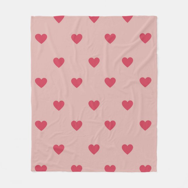 Couverture Polaire Motif rose Retro Coeur Y2K avec Arrière - plan ros (Devant)