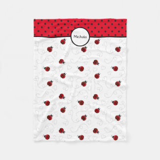 Couverture Polaire Motif rouge de coccinelle personnalisé