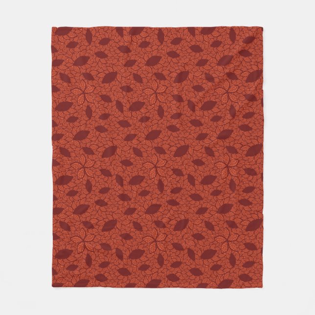 Couverture Polaire Motif rouge de feuille sur l'orange (Devant)