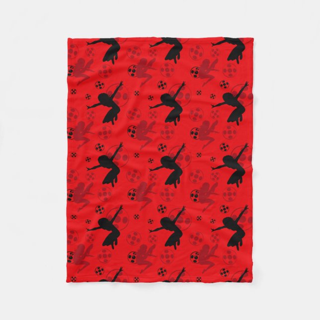 Couverture Polaire Motif rouge de la silhouette de Ladybug (Devant)