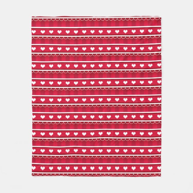 Couverture Polaire Motif rouge de Saint-Valentin de coeurs (Devant)