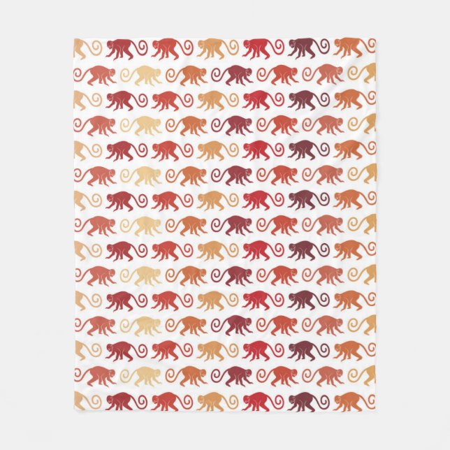 Couverture Polaire Motif rouge de singes (Devant)