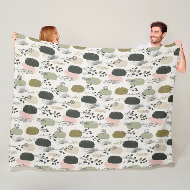 Couverture Polaire Motif Sage Green Boho (En situation)