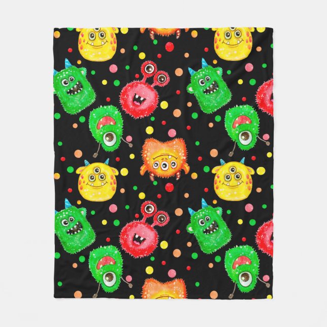 Couverture Polaire Motif sans couture avec aquarelle peinte à la main (Devant)