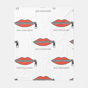 Couverture Polaire Motif sans couture avec bouche de femme avec ferme