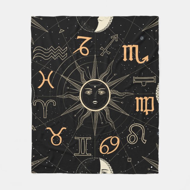 Couverture Polaire Motif sans couture avec cercle Horoscope avec Zo (Devant)