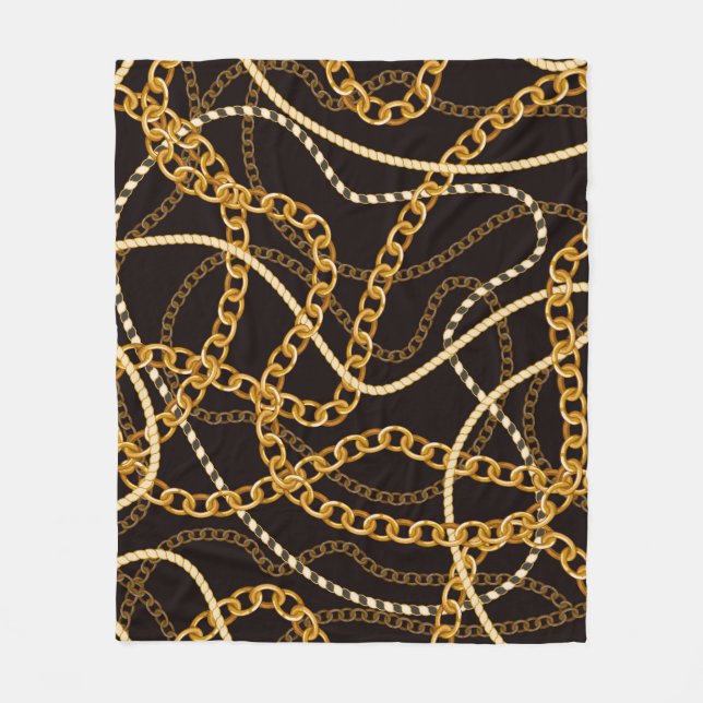 Couverture Polaire Motif sans couture avec chaînes dorées.  (Devant)