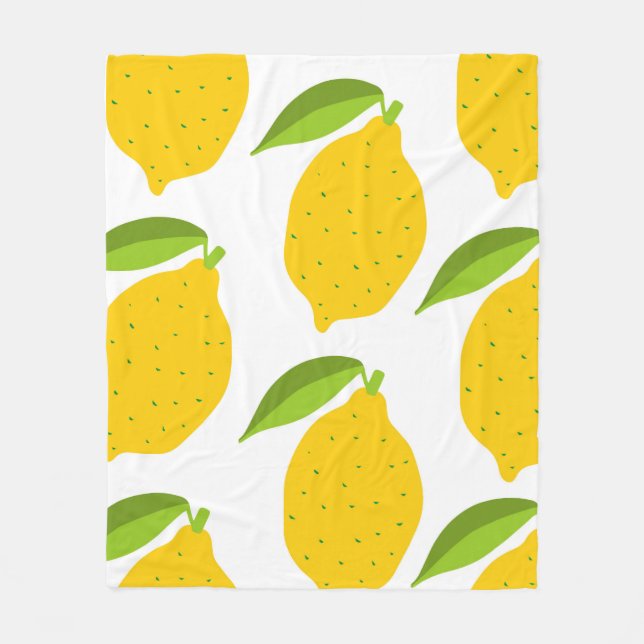 Couverture Polaire Motif sans couture avec citron frais jaune (Devant)
