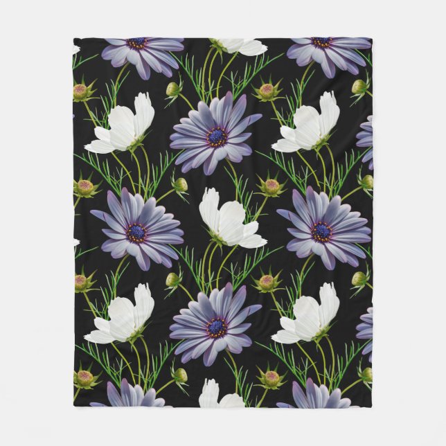 Couverture Polaire Motif sans couture avec cosmos blanc et marguerite (Devant)