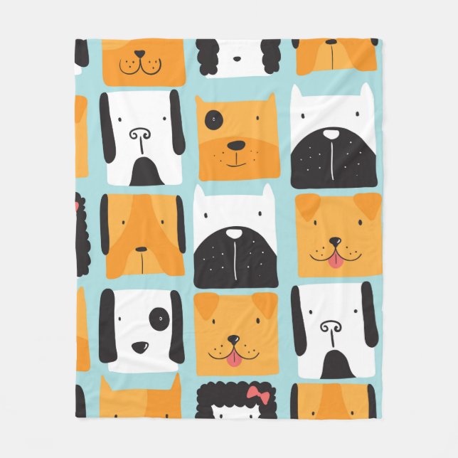 Couverture Polaire Motif sans couture avec des chiens mignons.  (Devant)