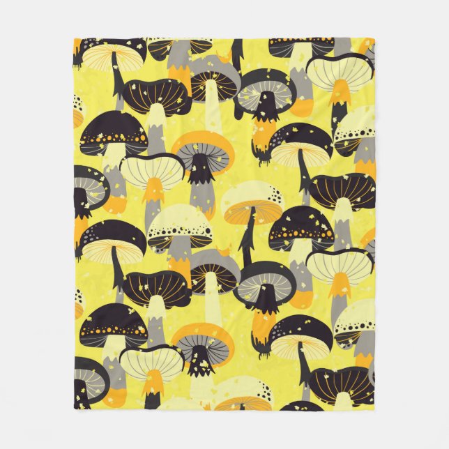 Couverture Polaire Motif sans couture avec différents champignons.  (Devant)