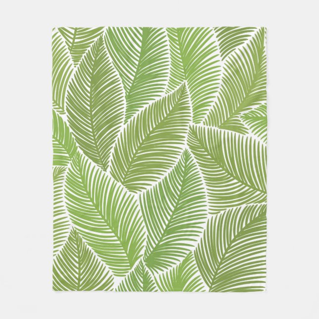 Couverture Polaire Motif sans couture avec feuilles de palmiers verts (Devant)