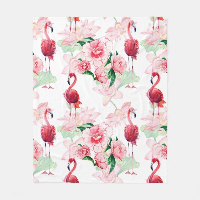Couverture Polaire Motif sans couture avec flamant rose (Devant)
