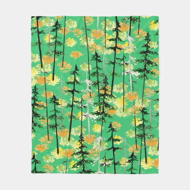 Couverture Polaire Motif sans couture avec forêt d'automne (Devant)