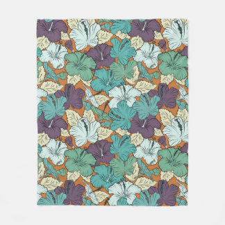 Couverture Polaire Motif sans couture avec hibiscus d'été décoratif f