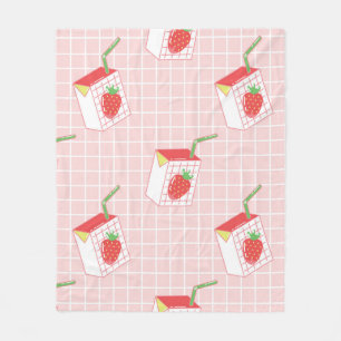 Couverture Polaire Motif sans couture avec lait de fraise caricaturé